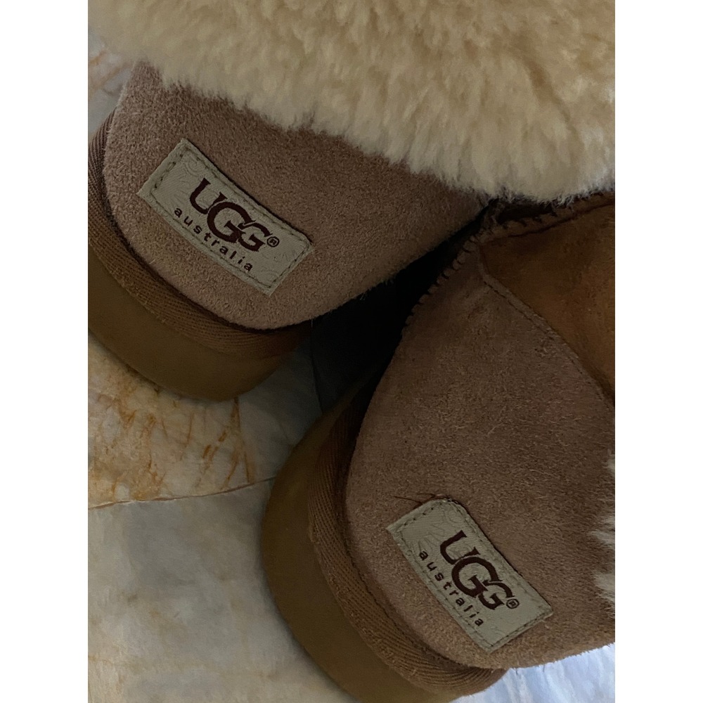 UGG Australia Bailey Button Chestnut Suede Shearling Boots Women Sz 8 - Picture 13 of 16